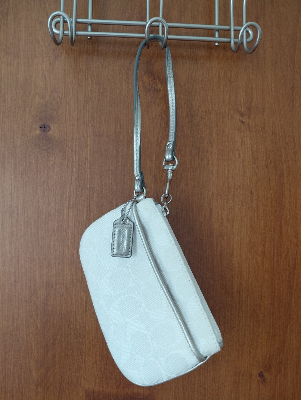 Coach Signature Logo Canvas Wristlet.